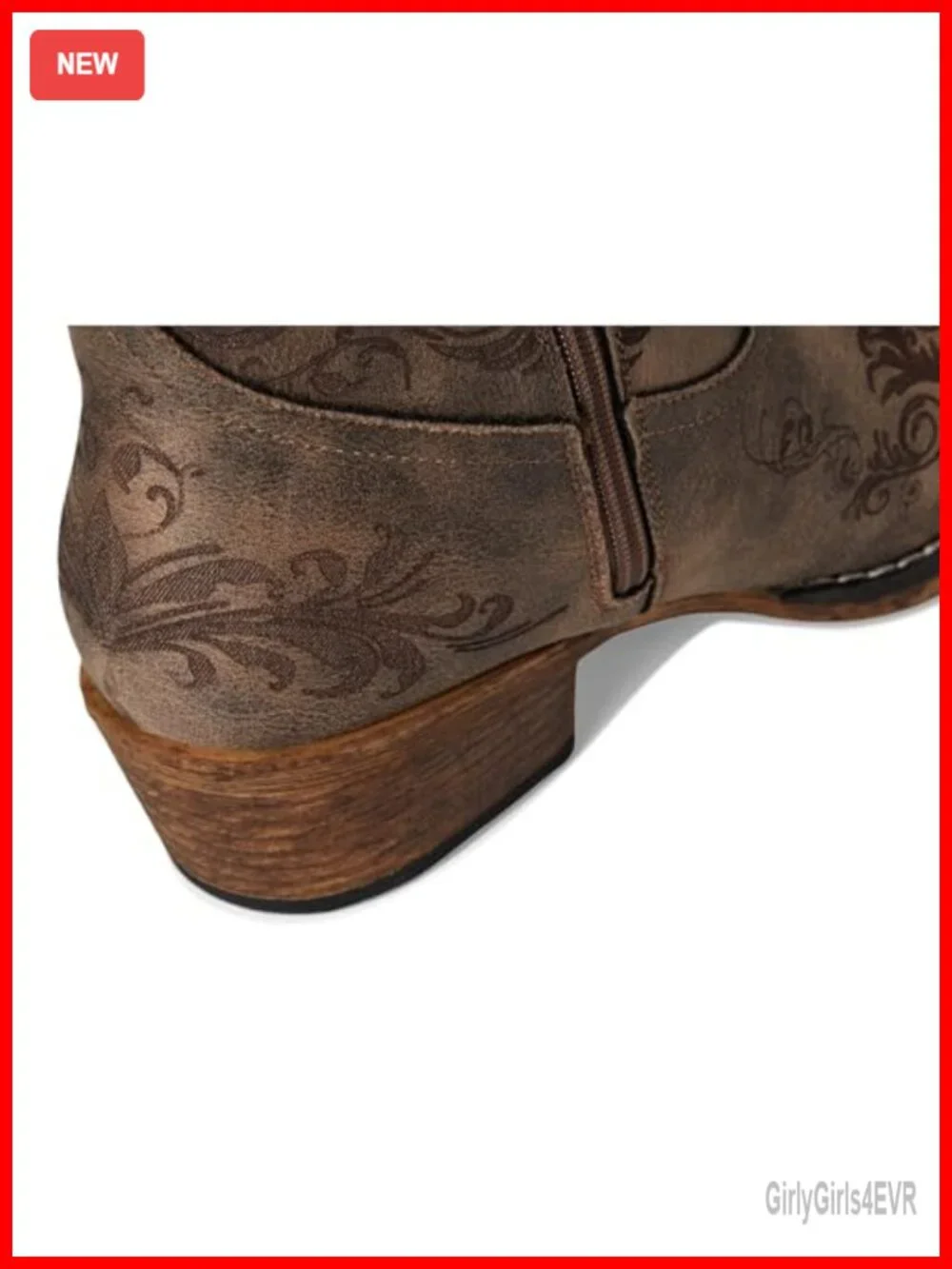 Womens Faux Leather Embroidery Snip Toe Low Heel Ankle Boots Casual Pull On